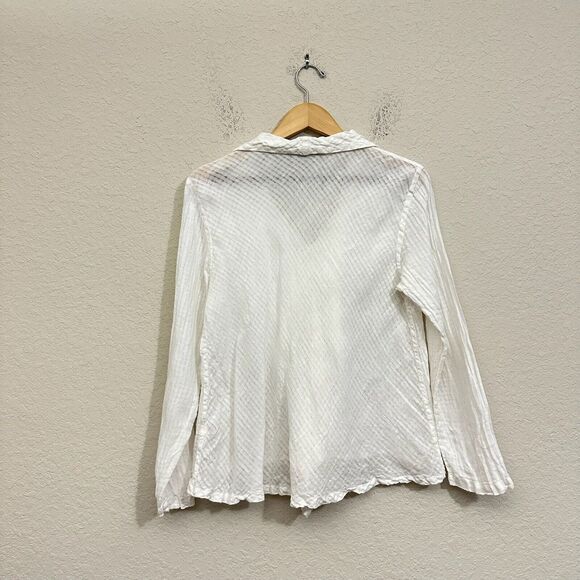 FLAX 100% Linen Draping Caper Lily Tattersall Jacket Top in White - Picture 5 of 10